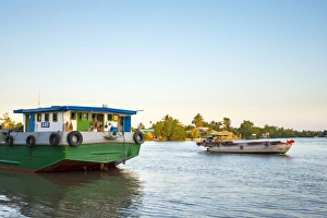Can Tho Prints: Boats on the Can Tho River, a tributary of the Mekong, Can Tho, Mekong Delta, Vietnam