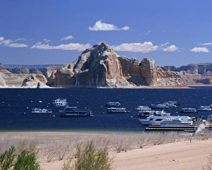 Lake Powell Prints: Boats used for recreation moored in Wahweap Marina