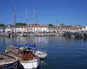 Fife Prints: Boats on water and waterfront at Neuk of Fife
