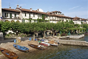 Piedmont Prints: Boats on the waterfront at Isola Pescatori on Lake Maggiore