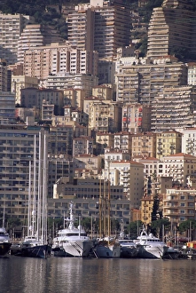 Monaco Prints: Boats on the waterfront, Monte Carlo, Monaco, Cote d Azur, Mediterranean, Europe