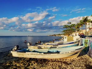 Docked Prints: Boats at the waterfront of San Miguel de Cozumel