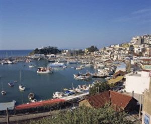 Piraeus Prints: Boats in the yacht harbour and the town of Piraeus in the background