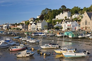 Jersey Prints: Boats and yachts moored at St. Aubins Harbour, Jersey, Channel Islands