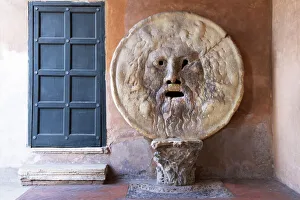 Typically Italian Prints: Bocca della Verita, Santa Maria in Cosmedin, Rome, Lazio, Italy, Europe