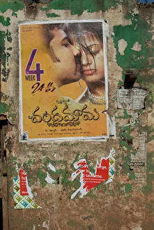 Picture Prints: Bollywood movie poster on wall, Hospet, Karnataka, India, Asia