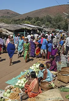 Shopper Prints: Bonda tribeswomen come down from the hills to sell vegetables in the weekly market in Onukudelli