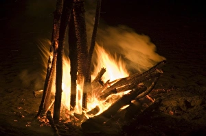Punta Islita Prints: Bonfire on beach, Punta Islita, Nicoya Pennisula, Pacific Coast, Costa Rica
