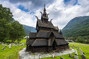 Places Of Worship Prints: Borgund Stave Church, Vestland, Norway, Scandinavia, Europe