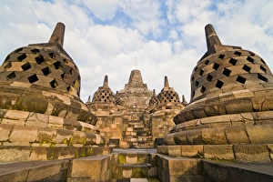Borobudur Prints: Borobudur stupa in early morning sunlight