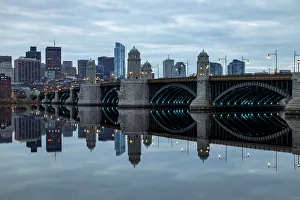 Massachusetts Prints: Boston Skyline reflected in The Charles River