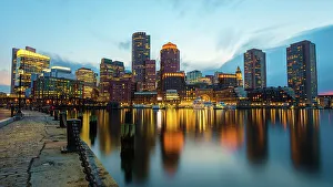Massachusetts Prints: Boston Waterfront Reflection, Boston