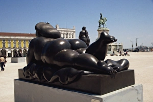 Squares Prints: Botero sculpture, Praca do Comercio, Lisbon, Portugal, Europe