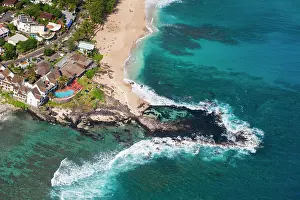 West Prints: Boucan Canot hotel, aerial view of lagoon west coast, Saint-Gilles-les-Bains, Reunion