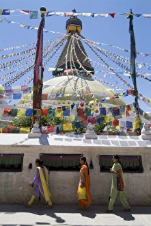 Bodhnath Prints: Boudhanath (Bodhnath) Stupa