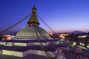 Mandala Prints: Boudhanath Stupa at sunset, UNESCO World Heritage Site, Kathmandu, Nepal, Asia