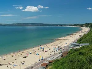 Vacations Prints: Bournemouth West Beach and Cliffs, Poole Bay, Dorset, England, United Kingdom, Europe