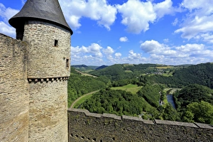 Bourscheid Castle in the Valley of Sauer River, Canton of Diekirch, Grand Duchy of Luxembourg
