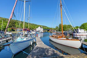 Bowling harbour, Lower Basin, Forth and Clyde Canal, Bowling, West Dunbartonshire, Scotland, United Kingdom, Europe