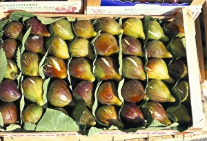 Healthy Eating Prints: A box of figs for sale in a market