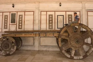 Images Dated 13th January 2000: Boy on top of big wheeled cart