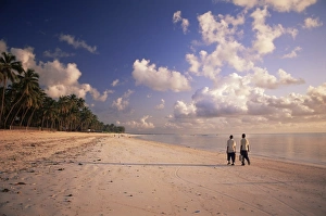 Two Boys Prints: Two boys walking to school along the beach at Jambiani, Zanzibar, Tanzania