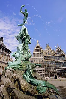 Folk Lore Prints: Brabo Statue, Antwerp, Belgium