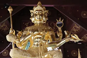 South East Asian Prints: Brahma statue in Wat Chai Mongkhon, Chiang Mai, Thailand, Southeast Asia, Asia