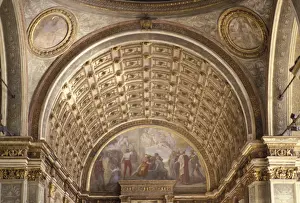Ceilings Prints: Bramante paintings, church of Santa Maria Presso San Satiro, Milan, Lombardy