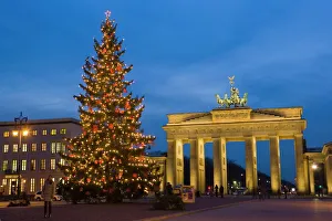 Medium Group Of People Prints: Brandenburg gate at Christmas time, Berlin, Germany, Europe