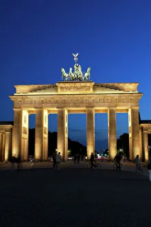 Columns Prints: Brandenburg Gate floodlit in the evening, Pariser Platz, Unter Den Linden