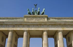The Brandenburg Gate with the Quadriga winged victory statue on top, Pariser Platz