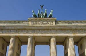 The Brandenburg Gate with the Quadriga winged victory statue on top, Pariser Platz The Brandenburg Gate with the Quadriga winged victory statue on top, Pariser Platz