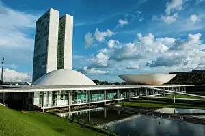 Brasilia Prints: The Brazilian Congress, Brasilia, UNESCO World Heritage Site, Brazil, South America