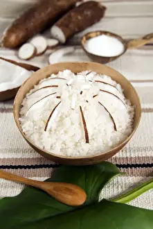 Dessert Prints: Brazilian cuscus de tapioca (sweet cous cous with coconut slices), Brazil, South America