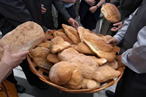 Azores Prints: Bread distribution during Espiritu Santo Festival, Vila Nova, Azores, Portugal, Europe