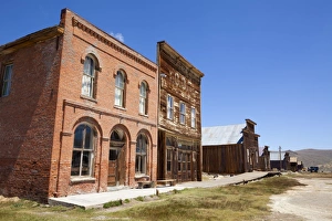 Bodie Prints: Brick Post Office and Dechambeau hotel, next to the wooden IOOF or Bodie Odd Fellows Lodge