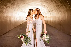 Adults Prints: Brides first look pre-wedding ceremony, Corona, California, United States of America