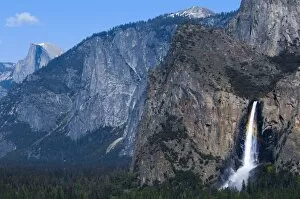 Images Dated 10th May 2009: Bridesveil Falls with rainbow, Yosemite National Park, UNESCO World Heritage Site