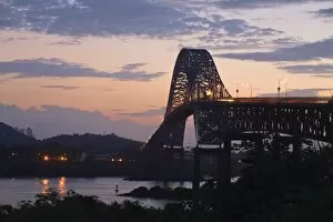 Bridge of the Americas at sunrise, Panama City, Panama, Central America