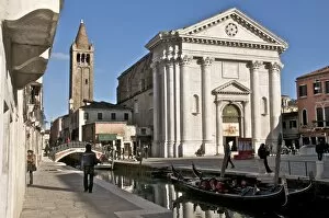 Bridge, canal and campanile, San Barnaba, Dorsoduro Quarter, Venice, Veneto