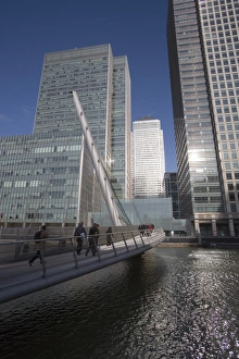 Docklands Prints: Bridge, Canary Wharf, Docklands, London, England, United Kingdom, Europe