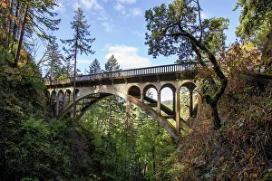 Oregon Prints: Bridge along Columbia River Highway, Oregon, United States of America, North America