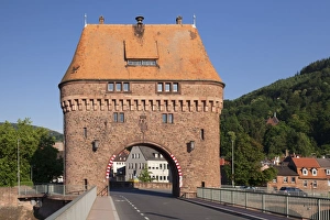 Rounded Prints: Bridge Gate on a bridge over the Main River, Miltenberg, Franconia, Bavaria, Germany
