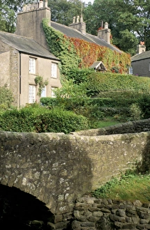Bridge and houses, Clapham Village, North Yorkshire, Yorkshire, England