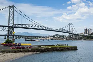 Brazil Prints: Bridge linking Florianopolis on Ilha Catarina (Santa Catarina Island) with the Continent