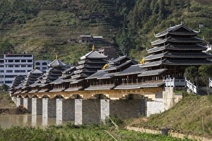 Eaves Prints: Bridge at Longsheng, Guangxi, China, Asia