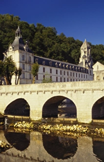 Aquitaine Prints: Bridge and Medieval Monastery, Brantome, Dordogne, France