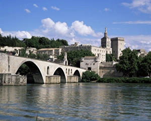 Avignon Prints: Bridge and town, Avignon, Vaucluse, Provence, France, Europe