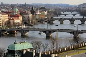 Images Dated 1st April 2011: Bridges over the River Vltava, Old Town, Prague, Czech Republic, Europe